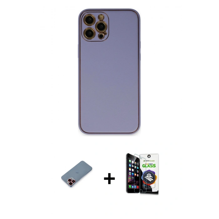 MARSİLYAN™- iPhone 12 Pro Max Kılıf Yadigar Klasik - Şeffaf Temperli Cam Ekran Koruyucu + Metal Kamera Lens Koruma Cam - KI