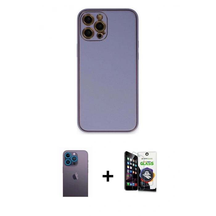 MARSİLYAN™- iPhone 12 Pro Max Kılıf Yadigar Klasik - Şeffaf Temperli Cam Ekran Koruyucu + Neon Fosforlu Kamera Lens - MI