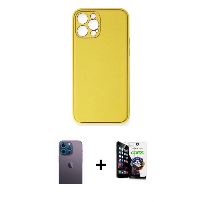 MARSİLYAN™- iPhone 12 Pro Max Kılıf Yadigar Klasik - Şeffaf Temperli Cam Ekran Koruyucu + Neon Fosforlu Kamera Lens - MI