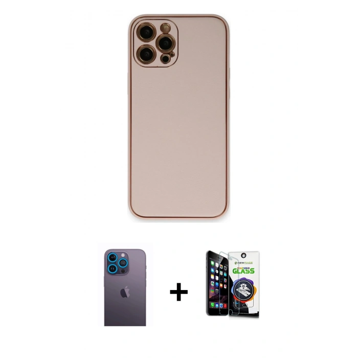 MARSİLYAN™- iPhone 12 Pro Max Kılıf Yadigar Klasik - Şeffaf Temperli Cam Ekran Koruyucu + Neon Fosforlu Kamera Lens - MI