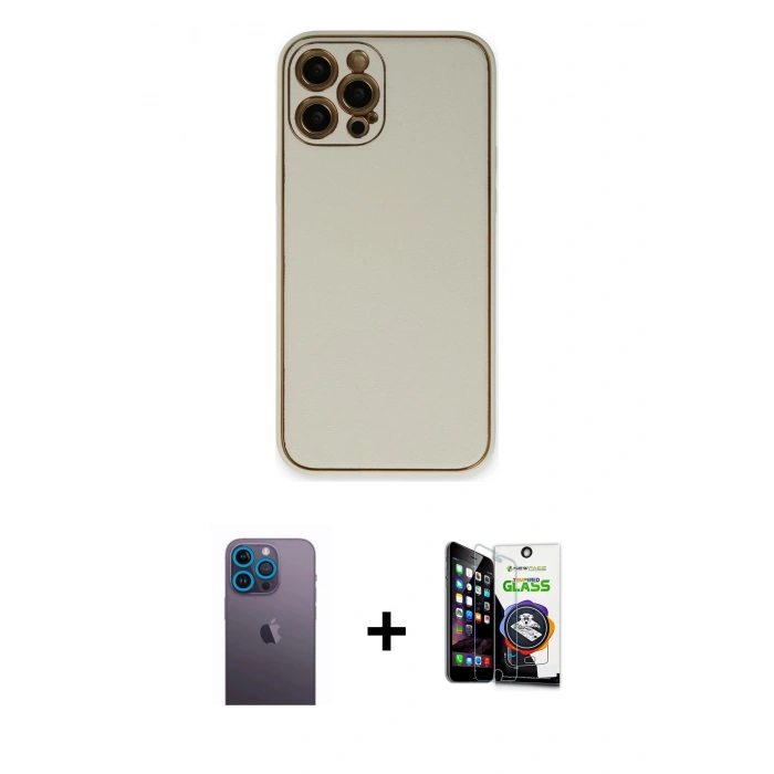MARSİLYAN™- iPhone 12 Pro Max Kılıf Yadigar Klasik - Şeffaf Temperli Cam Ekran Koruyucu + Neon Fosforlu Kamera Lens - MI