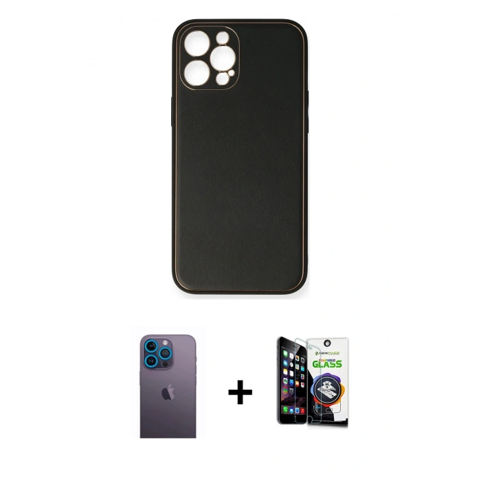 MARSİLYAN™- iPhone 12 Pro Max Kılıf Yadigar Klasik - Şeffaf Temperli Cam Ekran Koruyucu + Neon Fosforlu Kamera Lens - MI