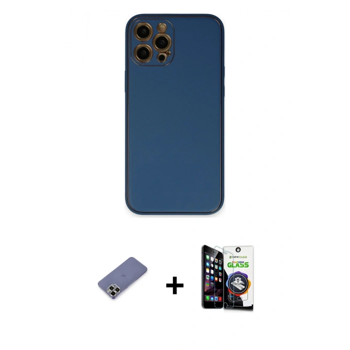 MARSİLYAN™- iPhone 12 Pro Max Kılıf Yadigar Klasik - Şeffaf Temperli Cam Ekran Koruyucu + Metal Kamera Lens Koruma Cam - GD