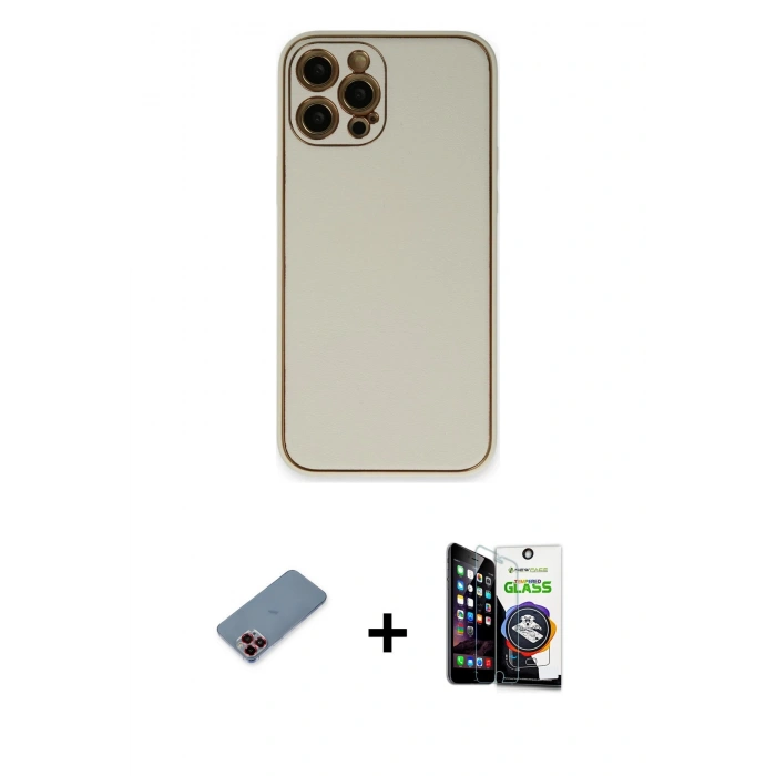 MARSİLYAN™- iPhone 12 Pro Max Kılıf Yadigar Klasik - Şeffaf Temperli Cam Ekran Koruyucu + Metal Kamera Lens Koruma Cam - KI