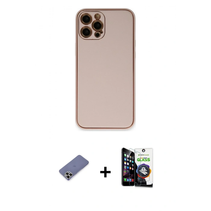 MARSİLYAN™- iPhone 12 Pro Max Kılıf Yadigar Klasik - Şeffaf Temperli Cam Ekran Koruyucu + Metal Kamera Lens Koruma Cam - GD