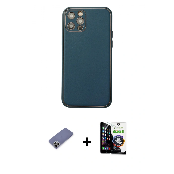 MARSİLYAN™- iPhone 12 Pro Max Kılıf Yadigar Klasik - Şeffaf Temperli Cam Ekran Koruyucu + Metal Kamera Lens Koruma Cam - GD