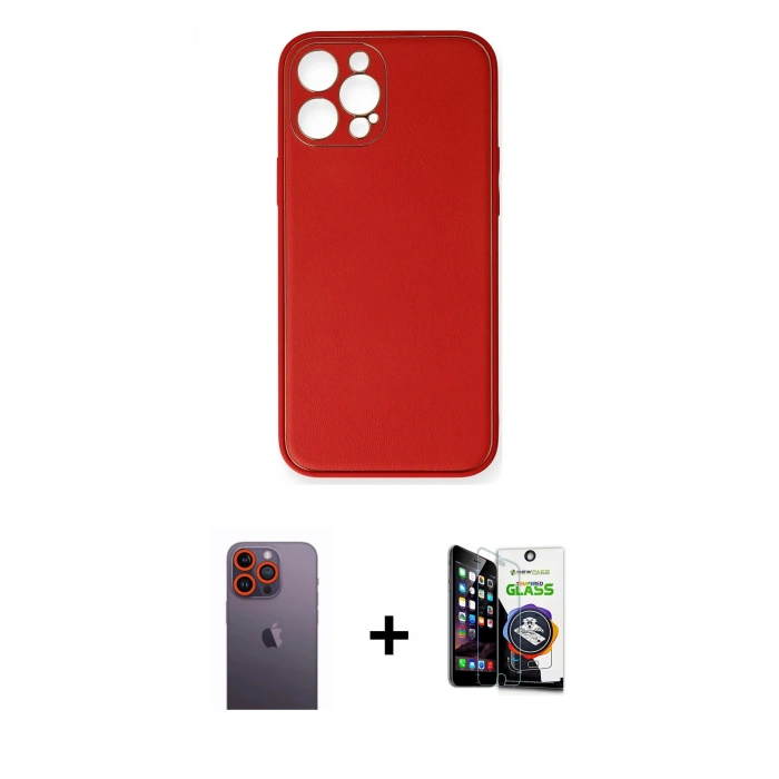 MARSİLYAN™- iPhone 12 Pro Max Kılıf Yadigar Klasik - Şeffaf Temperli Cam Ekran Koruyucu + Neon Fosforlu Kamera Lens - TU
