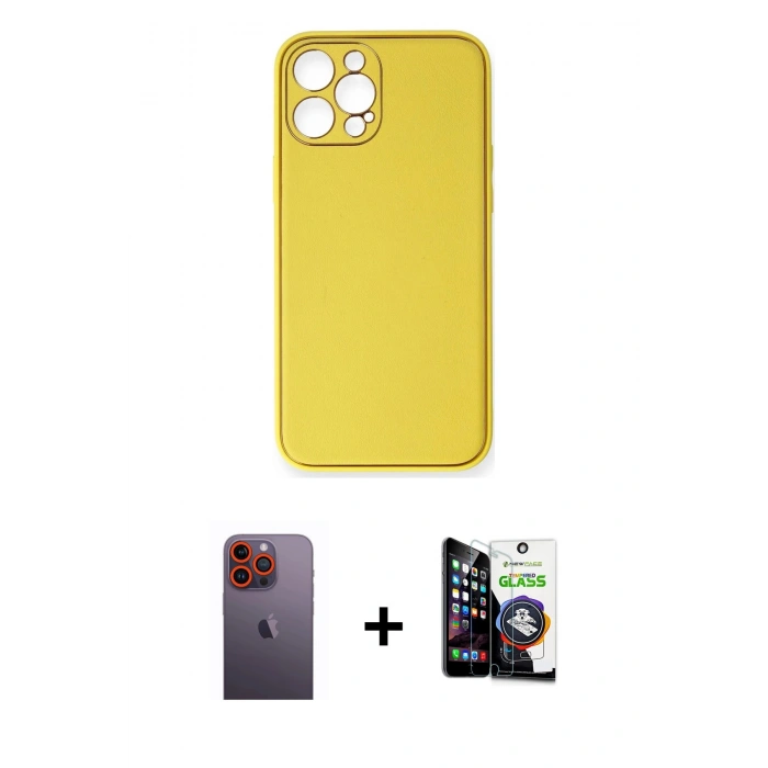 MARSİLYAN™- iPhone 12 Pro Max Kılıf Yadigar Klasik - Şeffaf Temperli Cam Ekran Koruyucu + Neon Fosforlu Kamera Lens - TU
