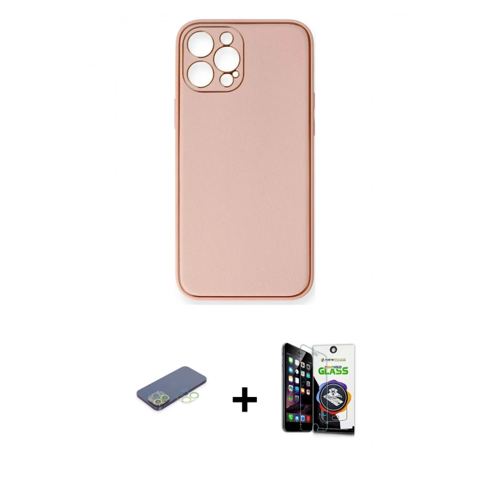MARSİLYAN™- iPhone 12 Pro Max Kılıf Yadigar Klasik - Şeffaf Temperli Cam Ekran Koruyucu + Renkli Kamera Lens Koruma Cam - YL