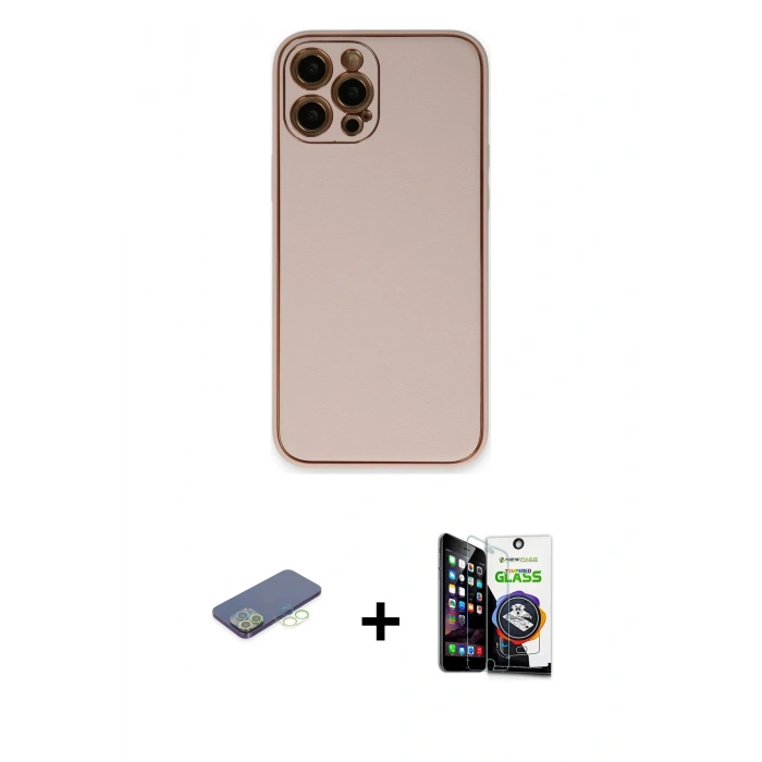 MARSİLYAN™- iPhone 12 Pro Max Kılıf Yadigar Klasik - Şeffaf Temperli Cam Ekran Koruyucu + Renkli Kamera Lens Koruma Cam - YL