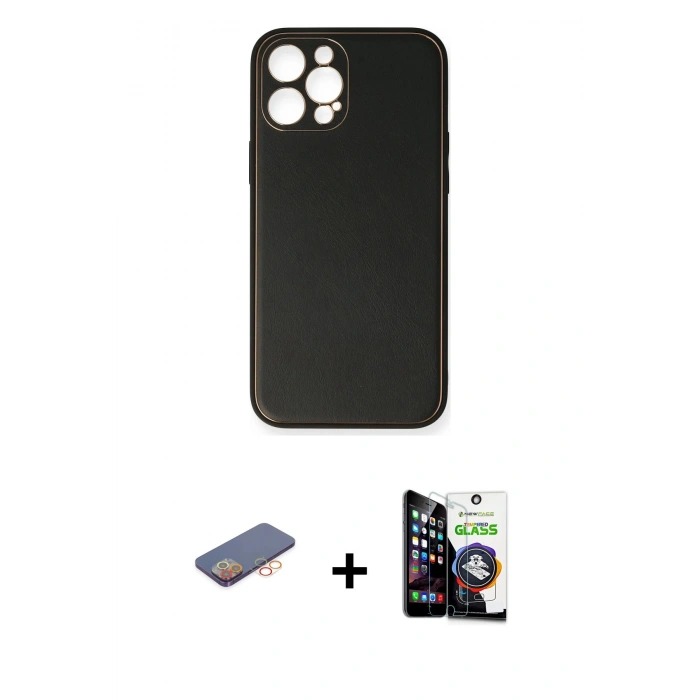 MARSİLYAN™- iPhone 12 Pro Max Kılıf Yadigar Klasik - Şeffaf Temperli Cam Ekran Koruyucu + Renkli Kamera Lens Koruma Cam - TU