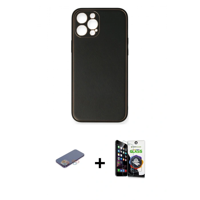 MARSİLYAN™- iPhone 12 Pro Max Kılıf Yadigar Klasik - Şeffaf Temperli Cam Ekran Koruyucu + Renkli Kamera Lens Koruma Cam - PE