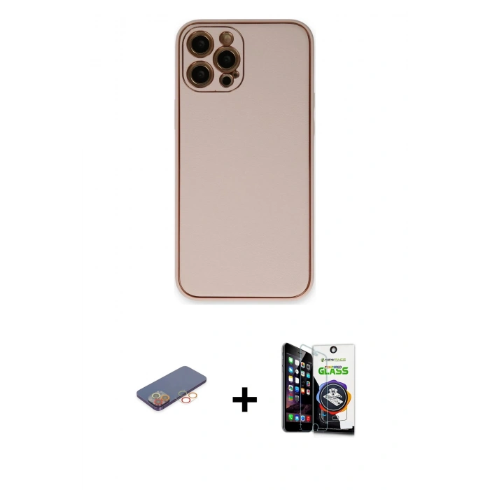 MARSİLYAN™- iPhone 12 Pro Max Kılıf Yadigar Klasik - Şeffaf Temperli Cam Ekran Koruyucu + Renkli Kamera Lens Koruma Cam - TU