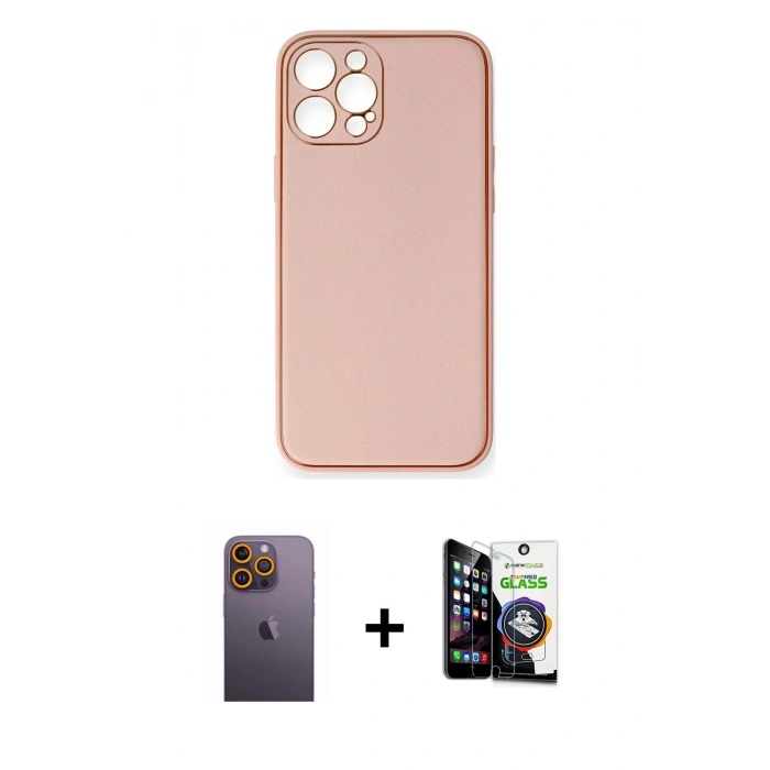MARSİLYAN™- iPhone 12 Pro Max Kılıf Yadigar Klasik - Şeffaf Temperli Cam Ekran Koruyucu + Sarı Neon Fosforlu Kamera Lens