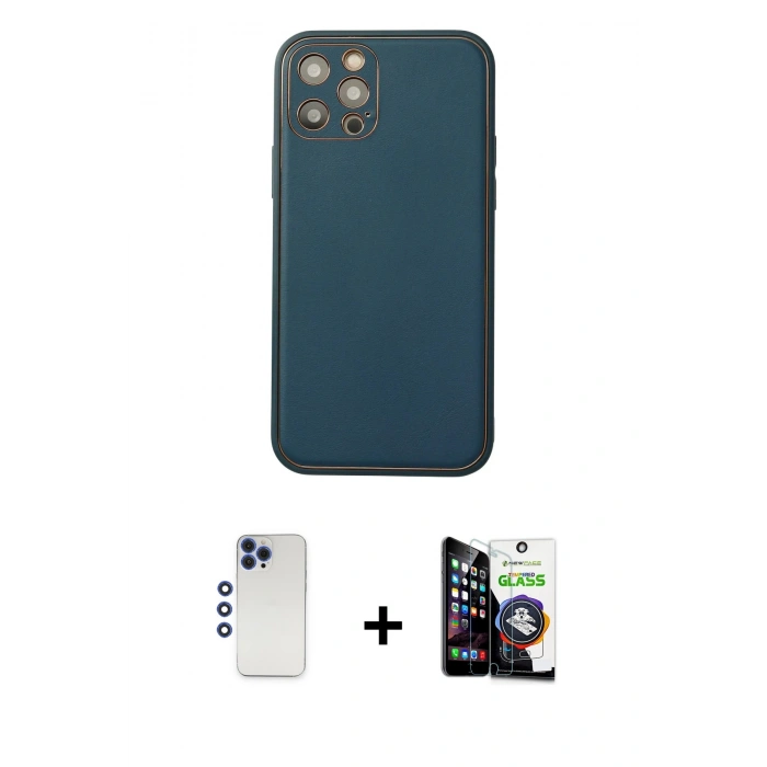 MARSİLYAN™- iPhone 12 Pro Max Kılıf Yadigar Klasik - Şeffaf Temperli Cam Ekran Koruyucu + Shine Kamera Lens - LT