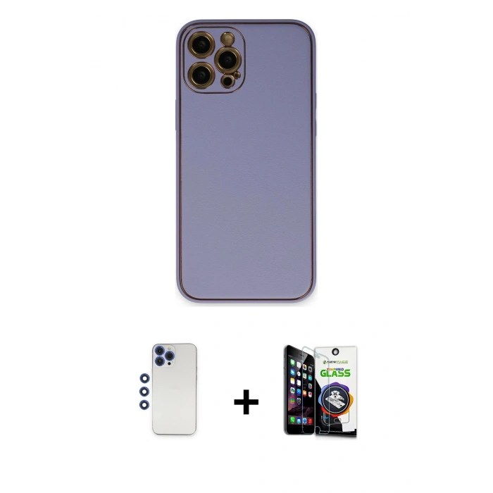 MARSİLYAN™- iPhone 12 Pro Max Kılıf Yadigar Klasik - Şeffaf Temperli Cam Ekran Koruyucu + Shine Kamera Lens - LT