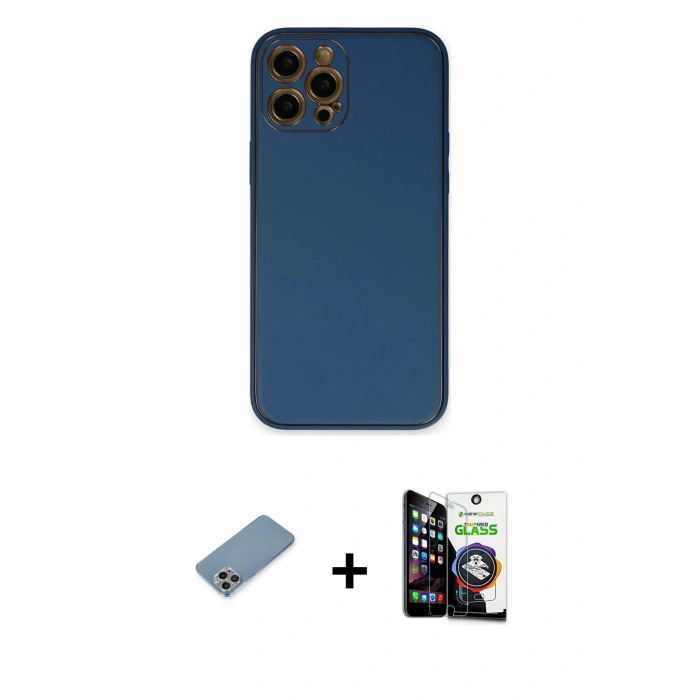 MARSİLYAN™- iPhone 12 Pro Max Kılıf Yadigar Klasik - Şeffaf Temperli Cam Ekran Koruyucu + Shine Kamera Lens Koruma Cam - GI