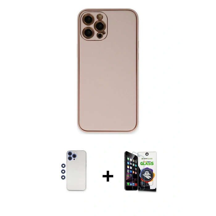 MARSİLYAN™- iPhone 12 Pro Max Kılıf Yadigar Klasik - Şeffaf Temperli Cam Ekran Koruyucu + Shine Kamera Lens - LT