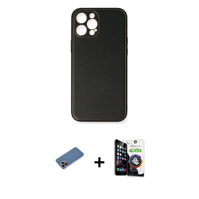 MARSİLYAN™- iPhone 12 Pro Max Kılıf Yadigar Klasik - Şeffaf Temperli Cam Ekran Koruyucu + Shine Kamera Lens Koruma Cam - GD
