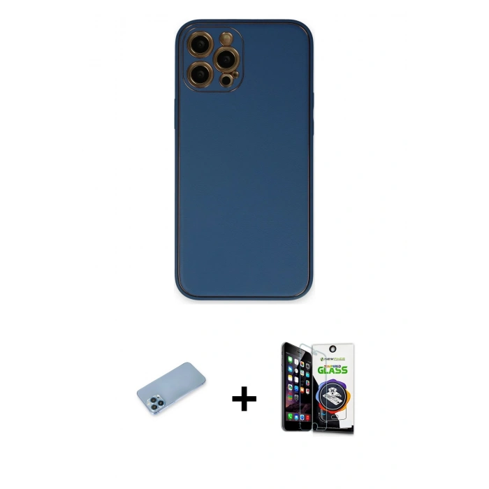 MARSİLYAN™- iPhone 12 Pro Max Kılıf Yadigar Klasik - Şeffaf Temperli Cam Ekran Koruyucu + Shine Kamera Lens Koruma Cam - MI