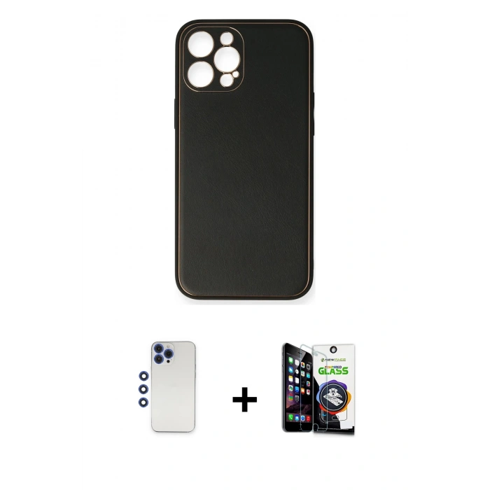 MARSİLYAN™- iPhone 12 Pro Max Kılıf Yadigar Klasik - Şeffaf Temperli Cam Ekran Koruyucu + Shine Kamera Lens - LT