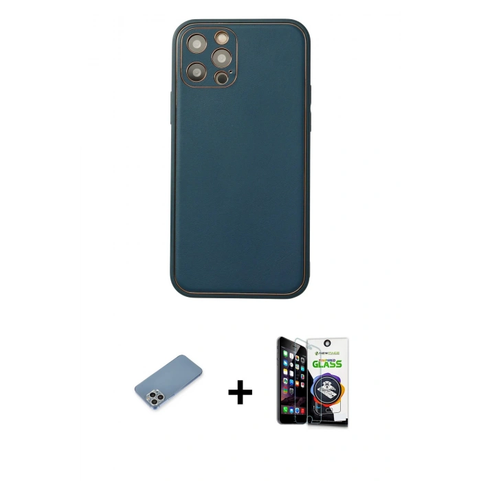 MARSİLYAN™- iPhone 12 Pro Max Kılıf Yadigar Klasik - Şeffaf Temperli Cam Ekran Koruyucu + Shine Kamera Lens Koruma Cam - GS