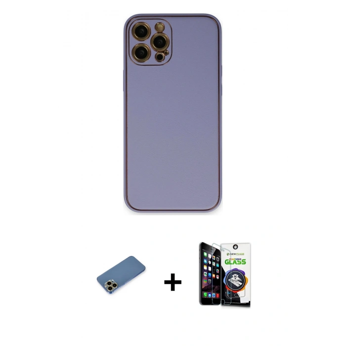 MARSİLYAN™- iPhone 12 Pro Max Kılıf Yadigar Klasik - Şeffaf Temperli Cam Ekran Koruyucu + Shine Kamera Lens Koruma Cam - GD