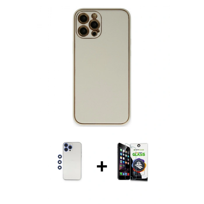 MARSİLYAN™- iPhone 12 Pro Max Kılıf Yadigar Klasik - Şeffaf Temperli Cam Ekran Koruyucu + Shine Kamera Lens - LT