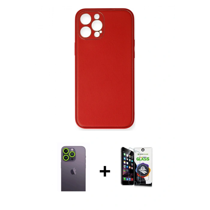 MARSİLYAN™- iPhone 12 Pro Max Kılıf Yadigar Klasik - Şeffaf Temperli Cam Ekran Koruyucu + Neon Fosforlu Kamera Lens - YL