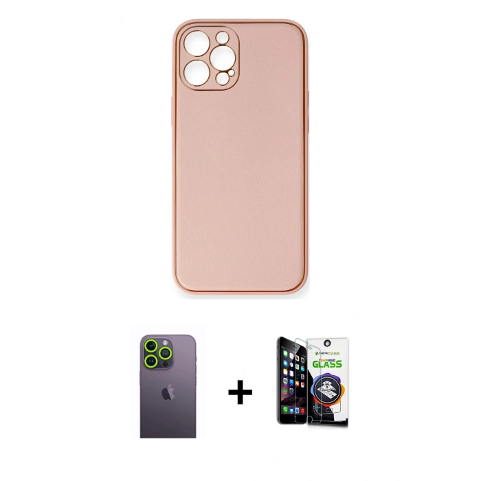 MARSİLYAN™- iPhone 12 Pro Max Kılıf Yadigar Klasik - Şeffaf Temperli Cam Ekran Koruyucu + Neon Fosforlu Kamera Lens - YL