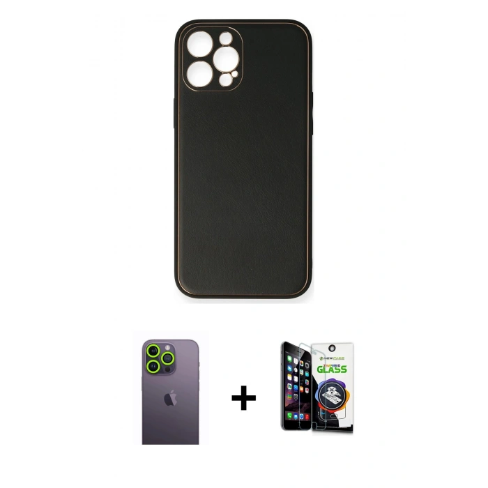MARSİLYAN™- iPhone 12 Pro Max Kılıf Yadigar Klasik - Şeffaf Temperli Cam Ekran Koruyucu + Neon Fosforlu Kamera Lens - YL