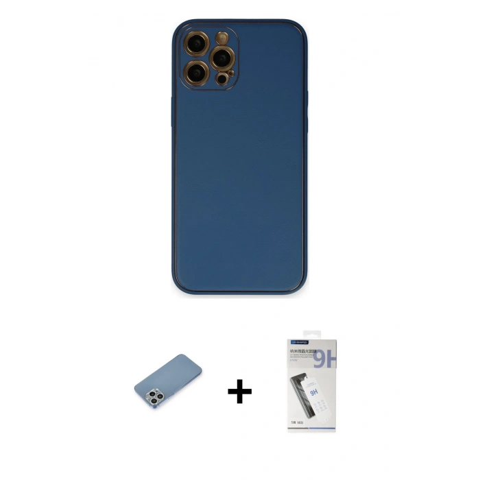 MARSİLYAN™- iPhone 12 Pro Max Kılıf Yadigar Klasik - Şeffaf Uv Polymer Nano Ekran Koruyucu + Shine Kamera Lens Koruma Cam - GS