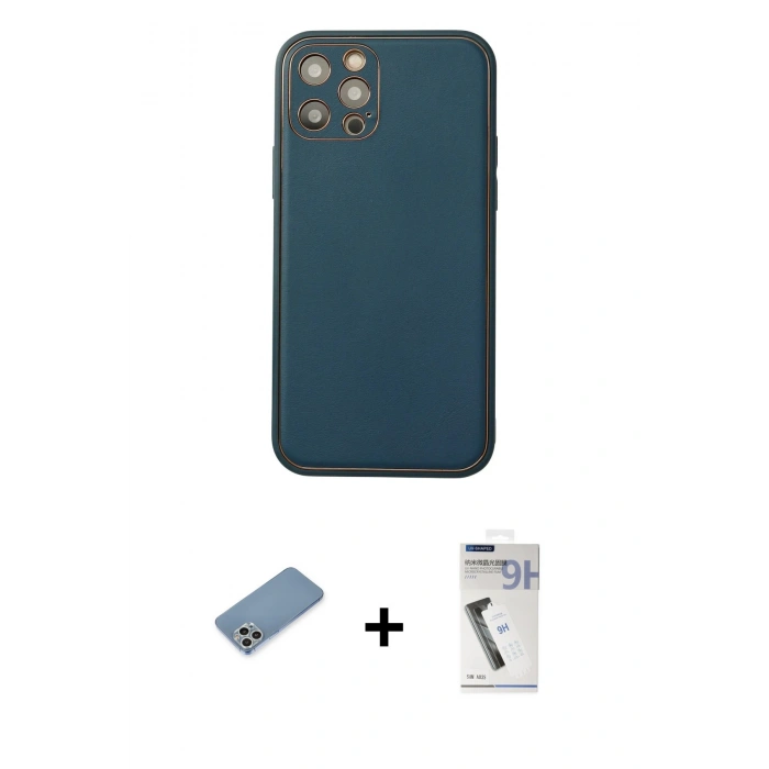 MARSİLYAN™- iPhone 12 Pro Max Kılıf Yadigar Klasik - Şeffaf Uv Polymer Nano Ekran Koruyucu + Shine Kamera Lens Koruma Cam - GS