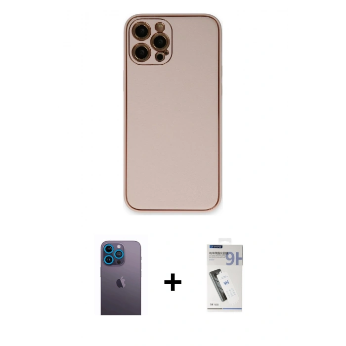 MARSİLYAN™- iPhone 12 Pro Max Kılıf Yadigar Klasik - Şeffaf Uv Polymer Nano Ekran Koruyucu + Neon Fosforlu Kamera Lens - MI