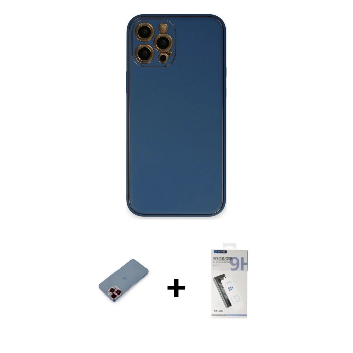 MARSİLYAN™- iPhone 12 Pro Max Kılıf Yadigar Klasik - Şeffaf Uv Polymer Nano Ekran Koruyucu + Metal Kamera Lens Koruma Cam - KI