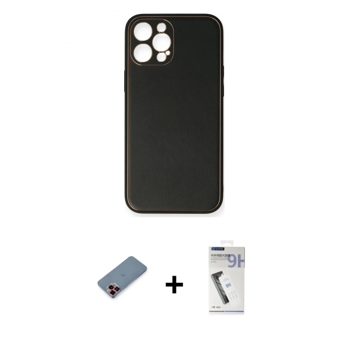MARSİLYAN™- iPhone 12 Pro Max Kılıf Yadigar Klasik - Şeffaf Uv Polymer Nano Ekran Koruyucu + Metal Kamera Lens Koruma Cam - KI