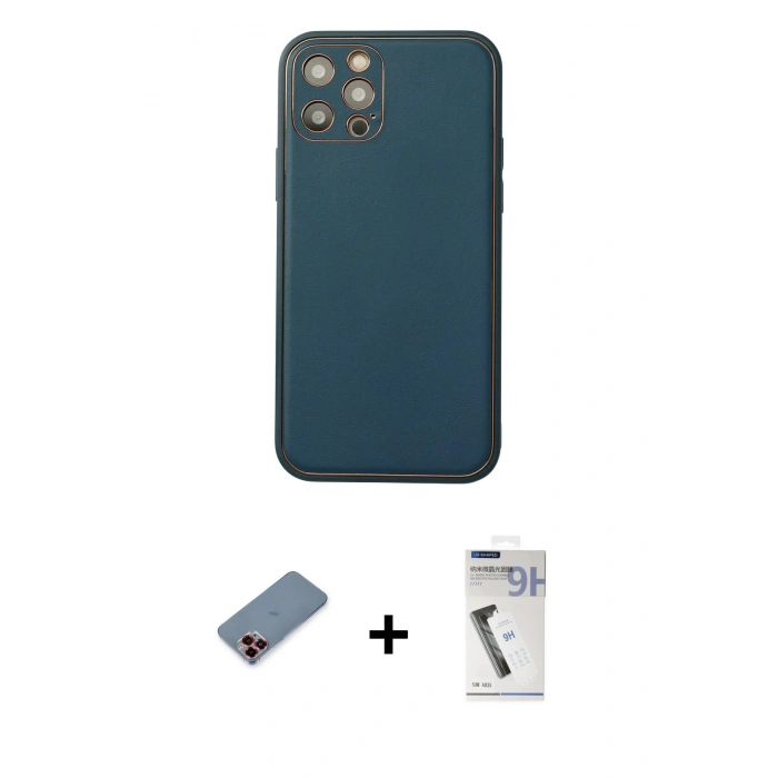 MARSİLYAN™- iPhone 12 Pro Max Kılıf Yadigar Klasik - Şeffaf Uv Polymer Nano Ekran Koruyucu + Metal Kamera Lens Koruma Cam - KI