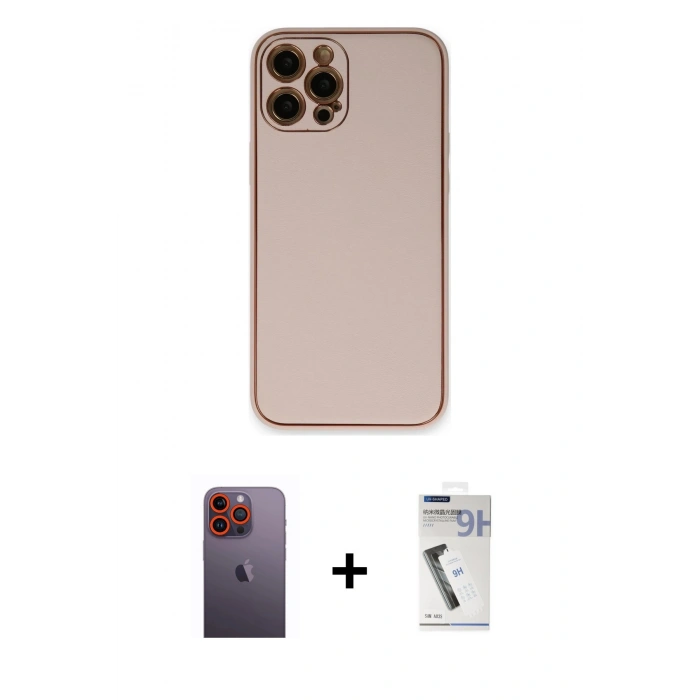 MARSİLYAN™- iPhone 12 Pro Max Kılıf Yadigar Klasik - Şeffaf Uv Polymer Nano Ekran Koruyucu + Neon Fosforlu Kamera Lens - TU