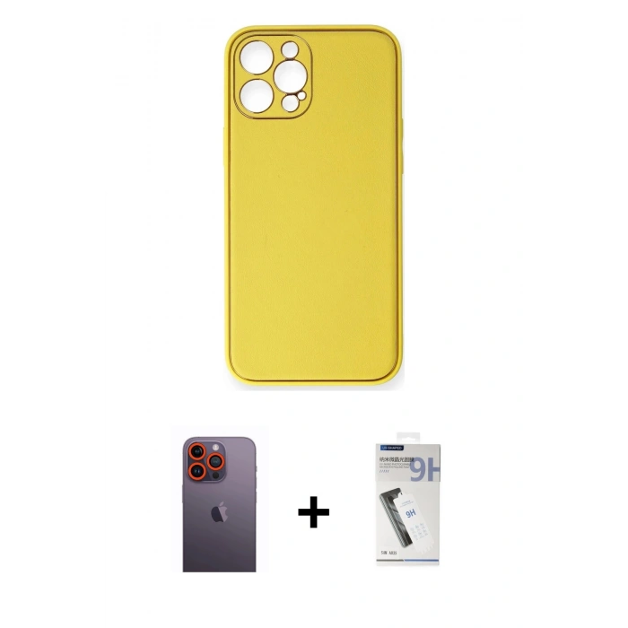 MARSİLYAN™- iPhone 12 Pro Max Kılıf Yadigar Klasik - Şeffaf Uv Polymer Nano Ekran Koruyucu + Neon Fosforlu Kamera Lens - TU