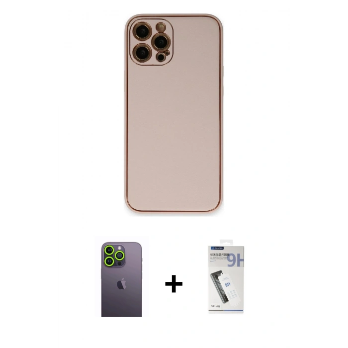 MARSİLYAN™- iPhone 12 Pro Max Kılıf Yadigar Klasik - Şeffaf Uv Polymer Nano Ekran Koruyucu + Neon Fosforlu Kamera Lens - YL