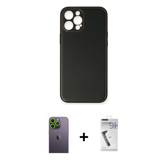 MARSİLYAN™- iPhone 12 Pro Max Kılıf Yadigar Klasik - Şeffaf Uv Polymer Nano Ekran Koruyucu + Neon Fosforlu Kamera Lens - YL