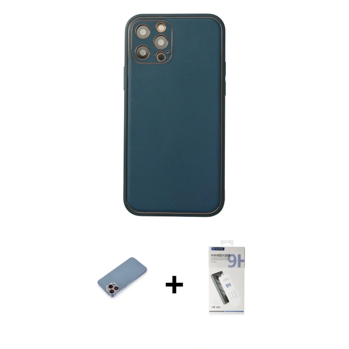 MARSİLYAN™- iPhone 12 Pro Max Kılıf Yadigar Klasik - Şeffaf Uv Polymer Nano Ekran Koruyucu + Shine Kamera Lens Koruma Cam - PE