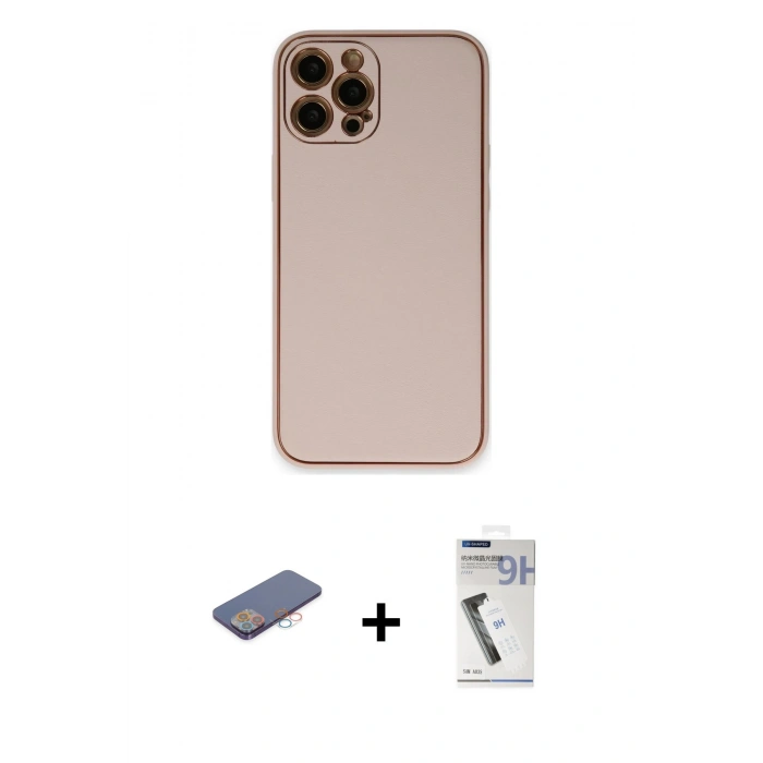 MARSİLYAN™- iPhone 12 Pro Max Kılıf Yadigar Klasik - Şeffaf Uv Polymer Nano Ekran Koruyucu + Renkli Kamera Lens Koruma Cam - PE