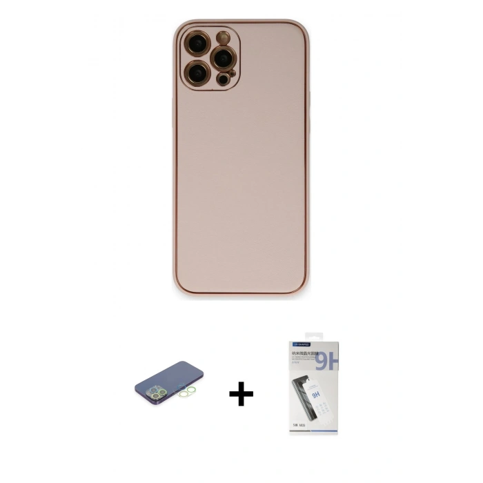 MARSİLYAN™- iPhone 12 Pro Max Kılıf Yadigar Klasik - Şeffaf Uv Polymer Nano Ekran Koruyucu + Renkli Kamera Lens Koruma Cam - YL