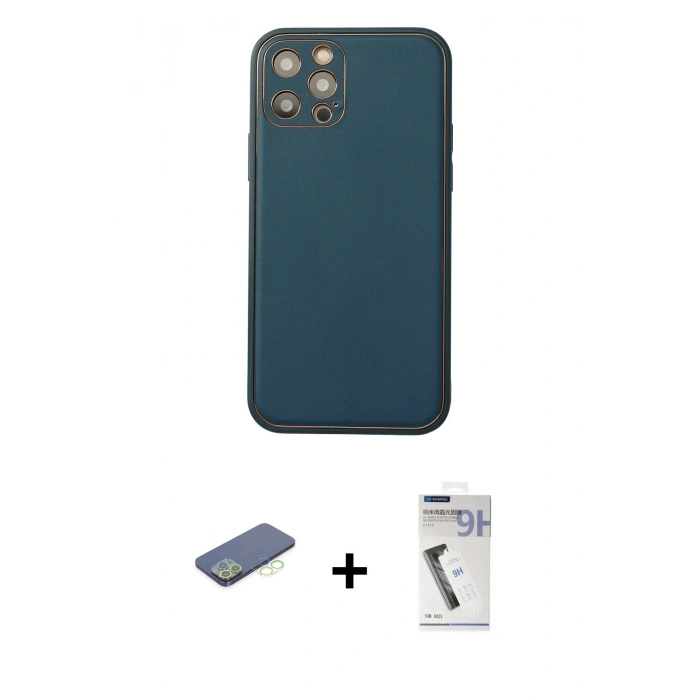MARSİLYAN™- iPhone 12 Pro Max Kılıf Yadigar Klasik - Şeffaf Uv Polymer Nano Ekran Koruyucu + Renkli Kamera Lens Koruma Cam - YL