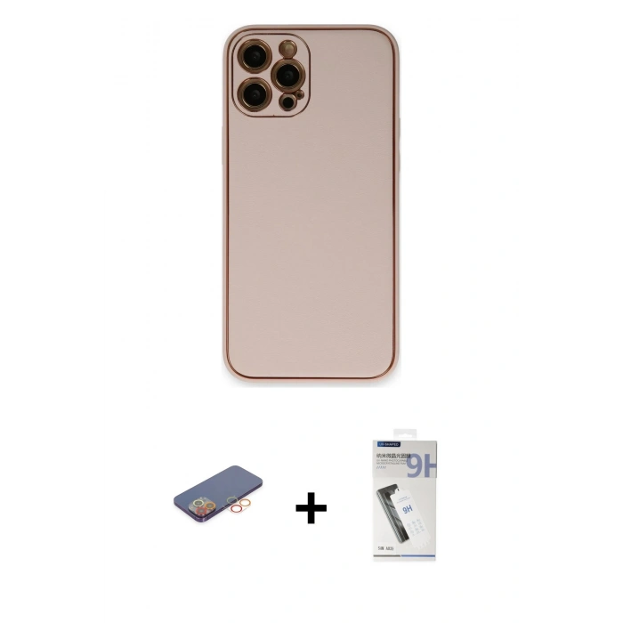 MARSİLYAN™- iPhone 12 Pro Max Kılıf Yadigar Klasik - Şeffaf Uv Polymer Nano Ekran Koruyucu + Renkli Kamera Lens Koruma Cam - TU