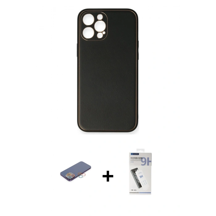 MARSİLYAN™- iPhone 12 Pro Max Kılıf Yadigar Klasik - Şeffaf Uv Polymer Nano Ekran Koruyucu + Renkli Kamera Lens Koruma Cam - PE