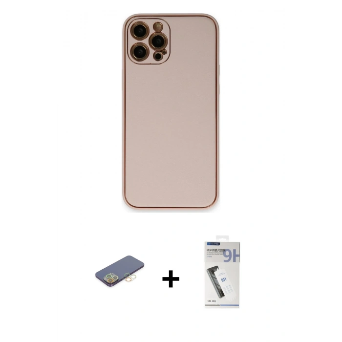 MARSİLYAN™- iPhone 12 Pro Max Kılıf Yadigar Klasik - Şeffaf Uv Polymer Nano Ekran Koruyucu + Renkli Kamera Lens Koruma Cam - SI