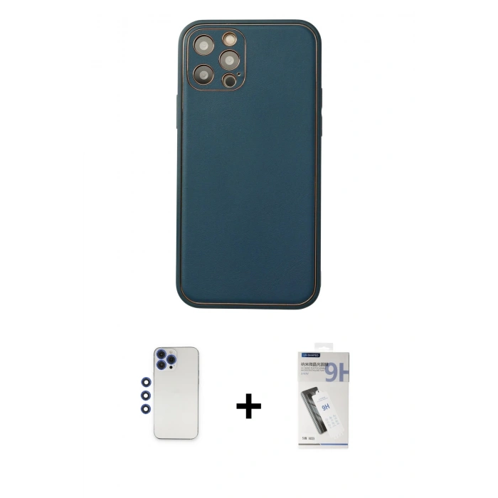MARSİLYAN™- iPhone 12 Pro Max Kılıf Yadigar Klasik - Şeffaf Uv Polymer Nano Ekran Koruyucu + Shine Kamera Lens - LT