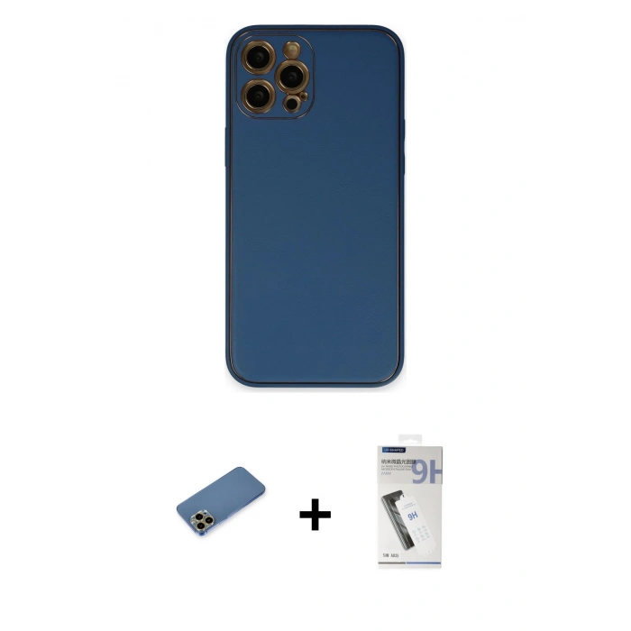 MARSİLYAN™- iPhone 12 Pro Max Kılıf Yadigar Klasik - Şeffaf Uv Polymer Nano Ekran Koruyucu + Shine Kamera Lens Koruma Cam - GD